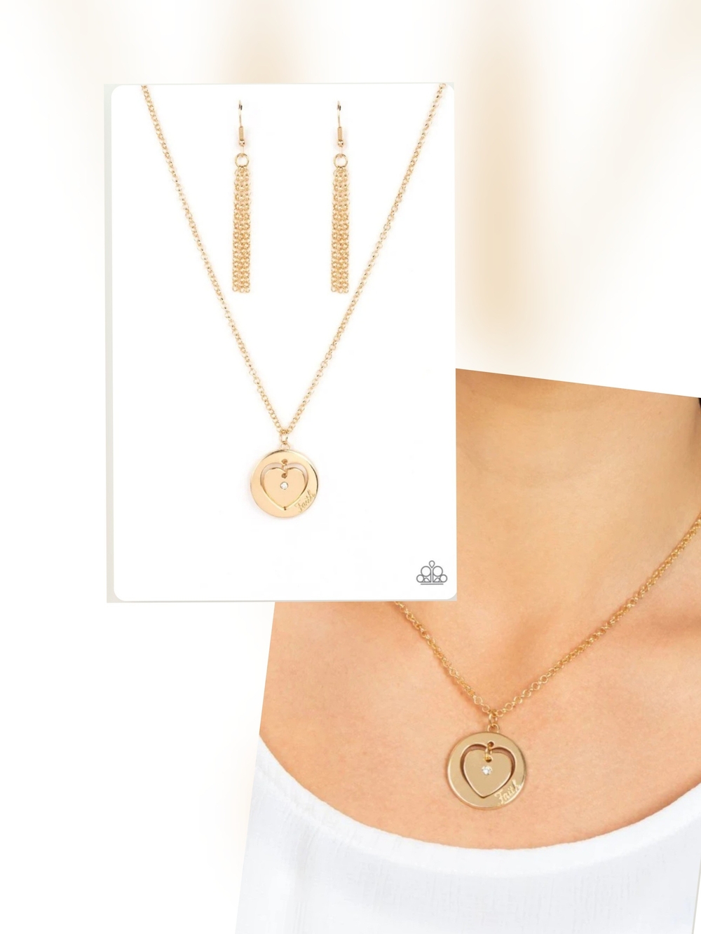 HEART FULL OF FAITH GOLD NECKLACE/EARRING SET